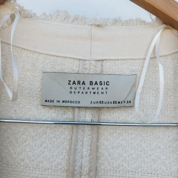 Zara Outerwear Cotton Wool Knit Open Long Cardigan Sweater Cream XS Small - Picture 4 of 9